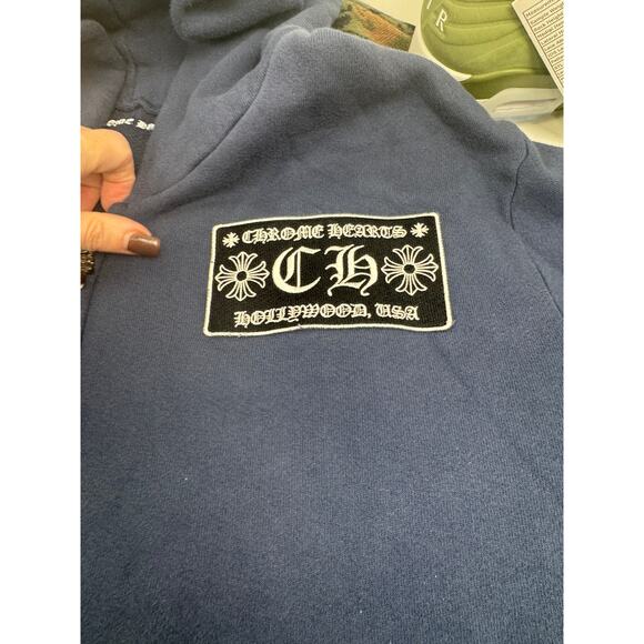 Men's Chrome Hearts Blue Embroidered Zip Front Hoodie Size XXL - Picture 3 of 14
